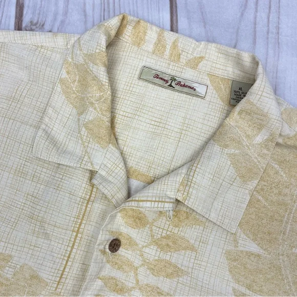 Tommy Bahama Short Sleeve Button Up Silk Hawaiian Shirt Golden Yellow Sz XL - Picture 8 of 16